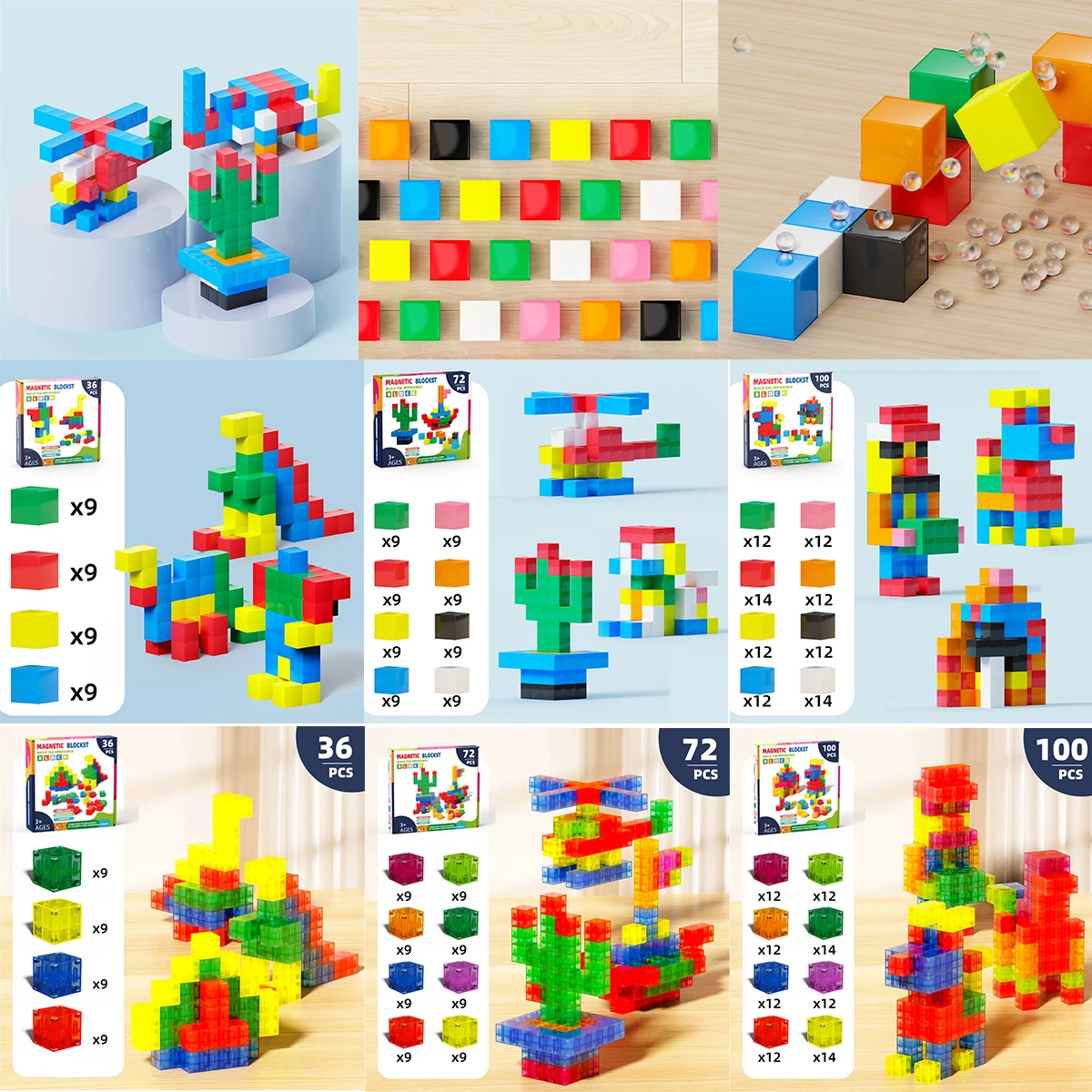per ragazzi e ragazze STEMMontessori Giocattoli sensoriali Blocchi magnetici - Costruisci miniera MagnetWorld Edition Cubi magneticiGiocattoli da costruzione