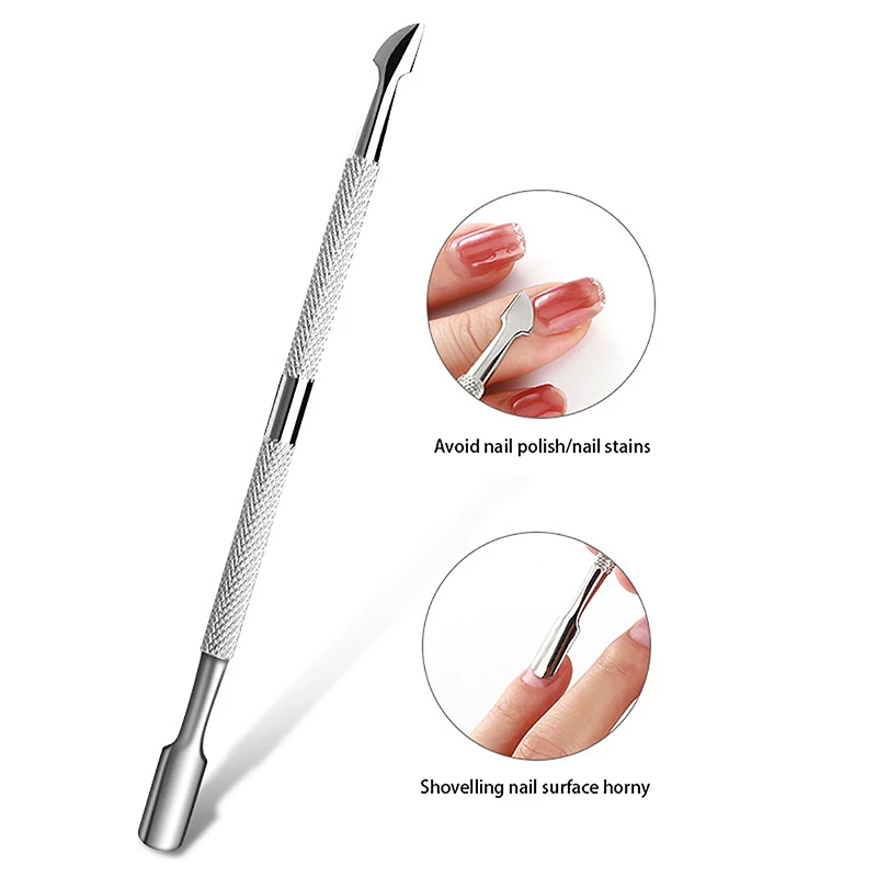 محفز للبشرة مزدوج الأطراف من الفولاذ المقاوم للصدأ ، مزيل ضغط الجلد الميت للأظافر ، باديكير ومانيكير ، منظف فن الأظافر ، أداة العناية ، 1 فقط