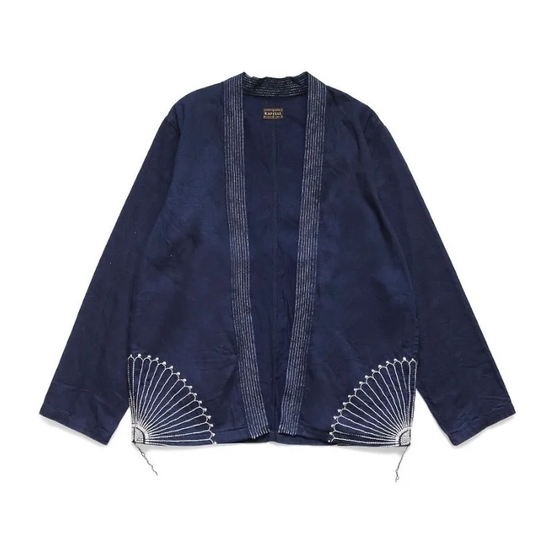 

24AW KAPITAL Hirata and Hiroshi Retro Blue Dye Open Stitch Japanese Embroidery Casual Loose Long Sleeved Jacket