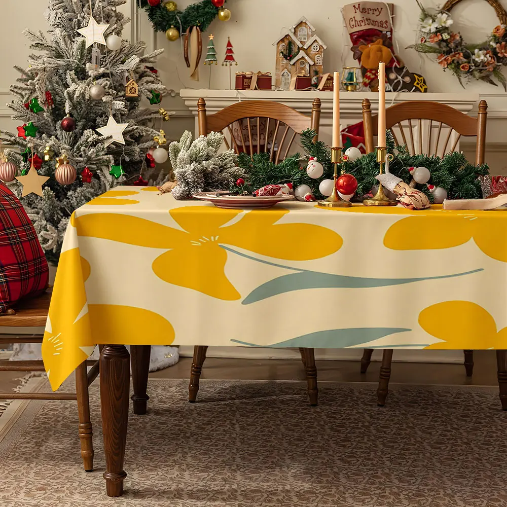 Sunlit Sunflower Path Waterproof table cloth, splash-proof tablecloth, for party, Halloween, Christmas, dining, camping