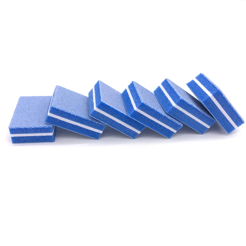 50pcs/lot Sponge Nail File Blue Colors Sanding Buffer Polish Block Nail Files Double Side Manicure Makeup Tools High Quality