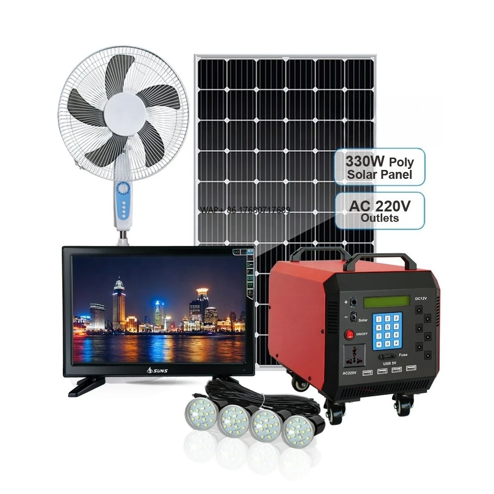 Off-grid solar generator solar panel system complete set of 330 watt pure sine wave inverter home power supply system