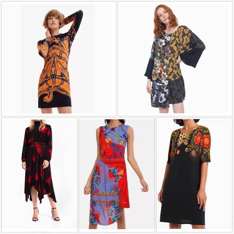 

2025 Foreign Trade Original Order Spain New Product Fashion High Street Embroidery Printed Strap Dress