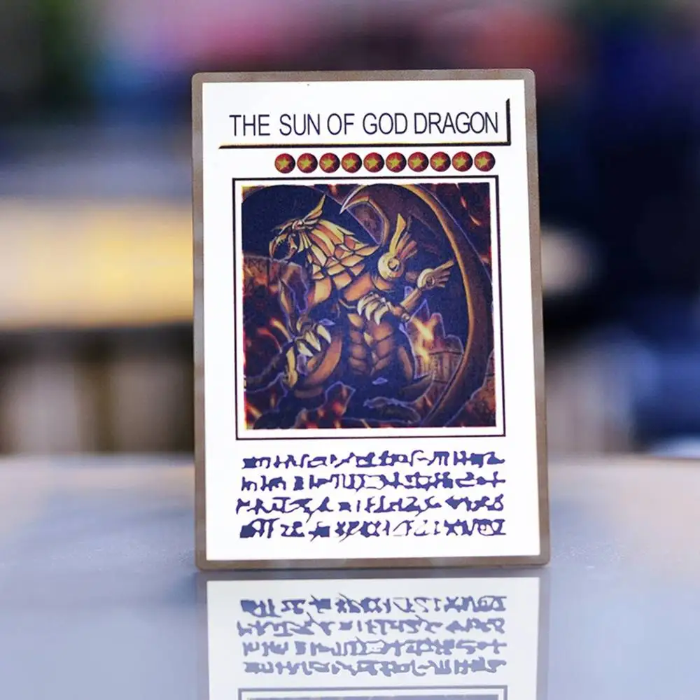 

Metal Yugioh Card silver Yu Gi Oh Cards Blue Eyes White Dragon Dark Magician Obelisk Slifer Ra Anime Games Playing Cards Kid Toy