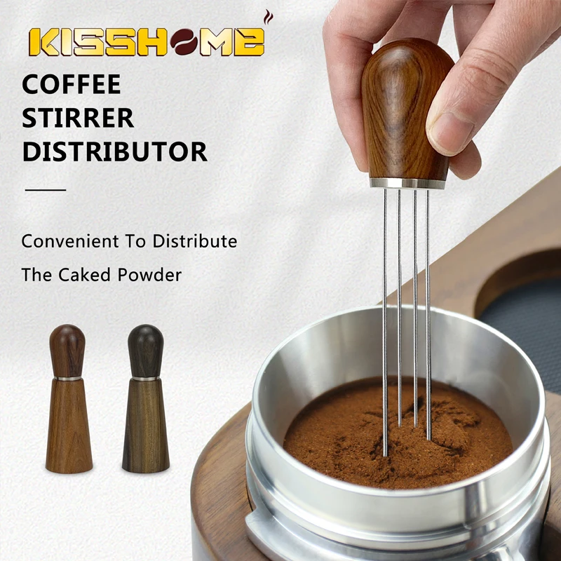 Coffee Needle Distributor Tamper Leveler Coffee WDT Tool Wood Handle Coffee Espresso Powder Stirrer Distribution Accessories