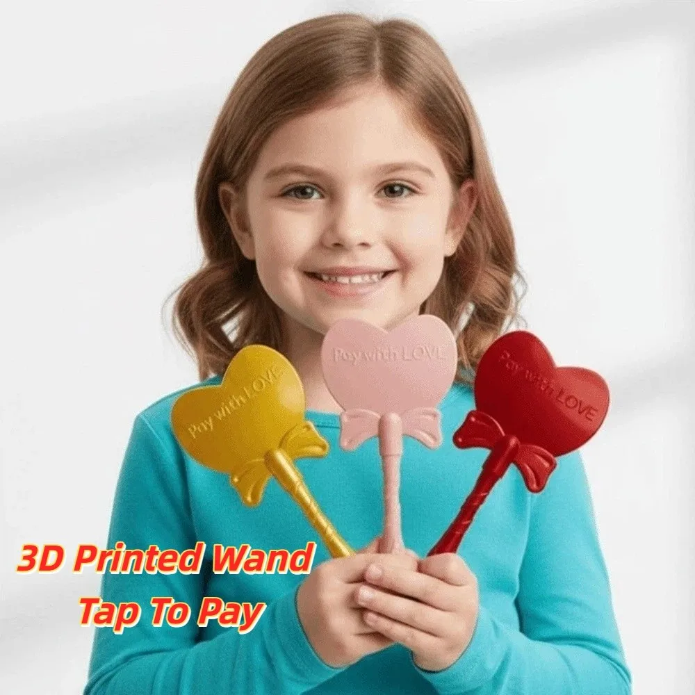 

Creative 3D Printed Wand Tap To Pay Detachable Solid Color Contactless Payment Sleeve Cute Lightweight Heart Magic Wand Holder