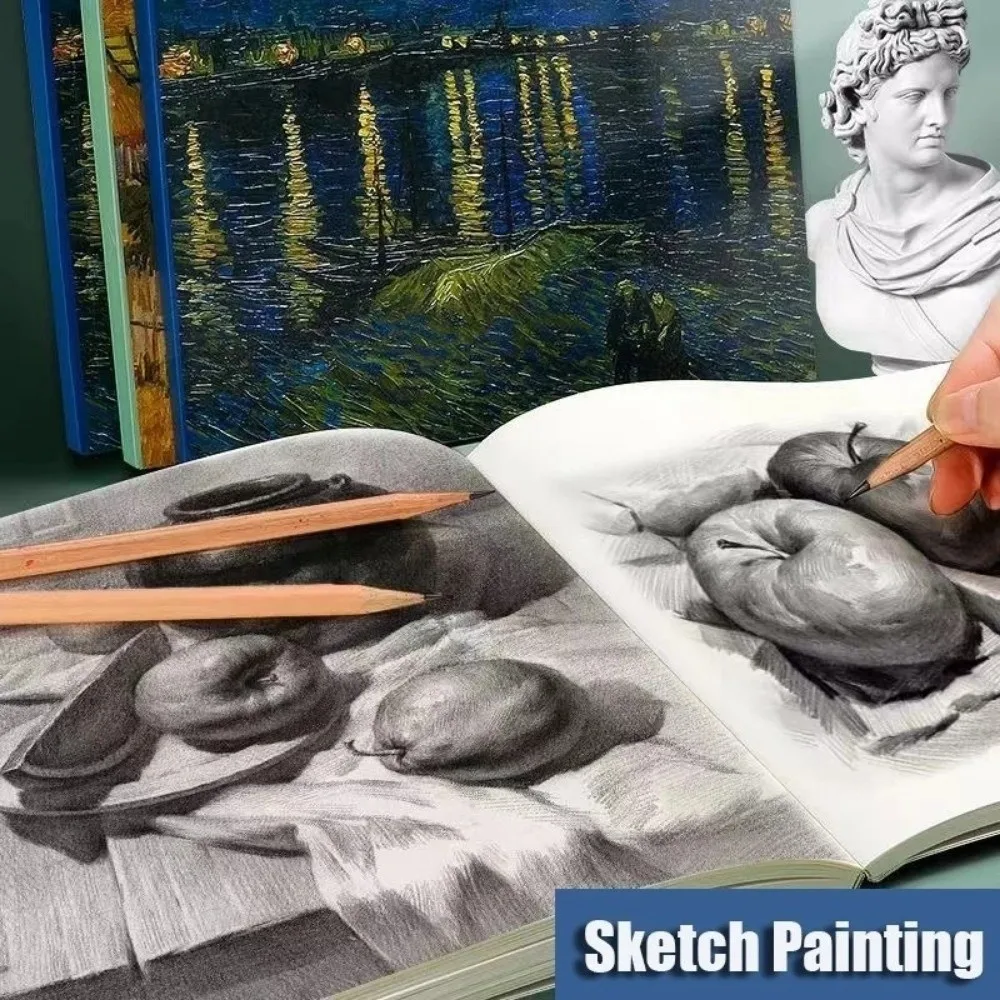 DIY 80 Sheets Blank Sketchbook Square Thicken Oil Painting Book Starry Sky Sketch Pad Sketch Book Crayon Painting Art