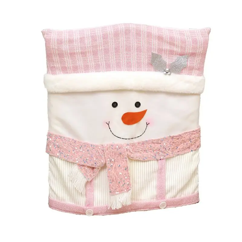 NEW HOT In Stock-Christmas Chair Covers Pink Christmas Chair Back Covers For Dining Room Cute Chair Cover Chair Covers