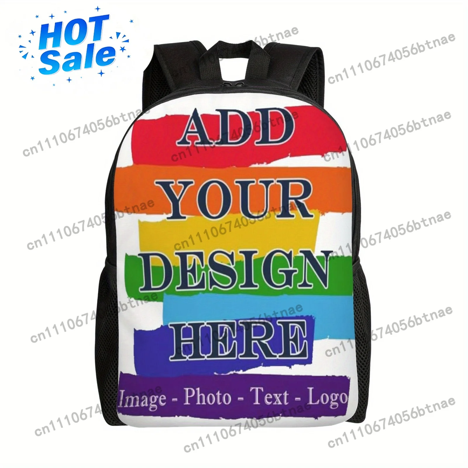 Customizable Rainbow Pride Backpack - Personalized Photo & Text Design, Durable Polyester School Bag For Teens, Perfect For Dail
