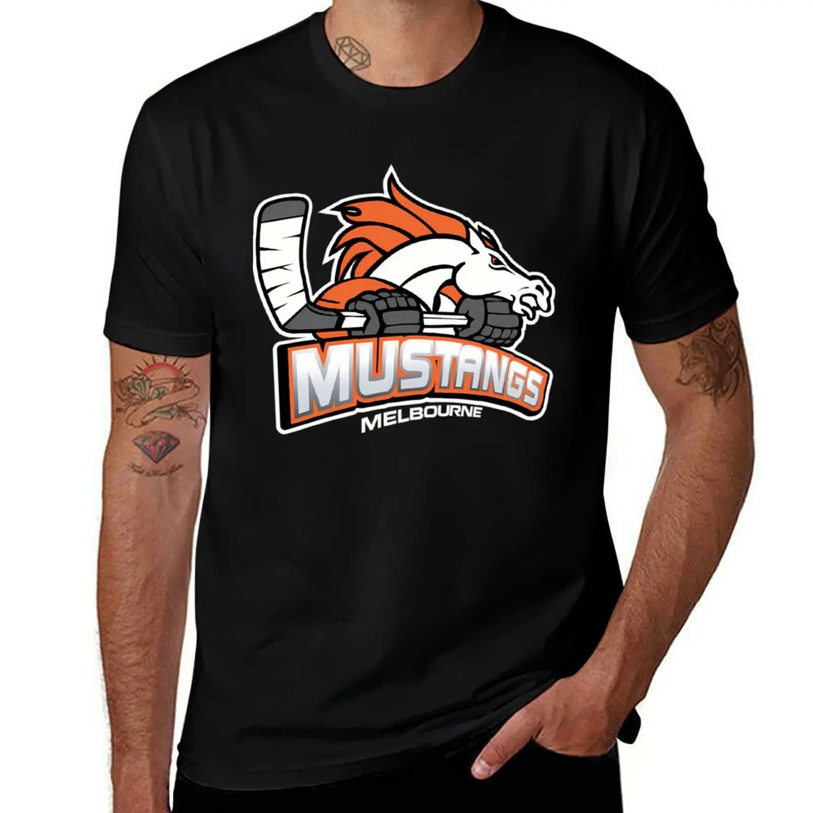 

Melbourne Mustangs Classic White Logo T-Shirt t shirt man cotton t shirt personalised cotton t shirt pack T-shirt