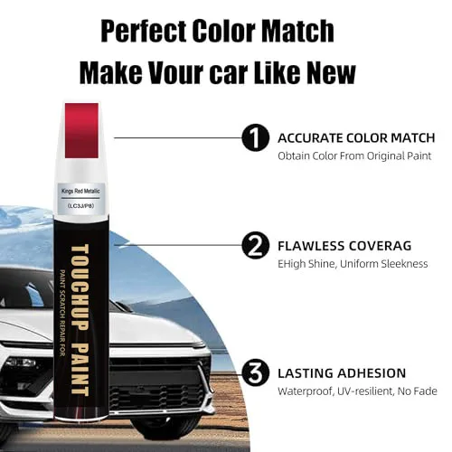 Car Touch Up Paint(Kings Red Metallic(LC3J/P8)) for Volkswagen Car Paint Scratch Repair Kit, Quick & Easy Solution to Repair