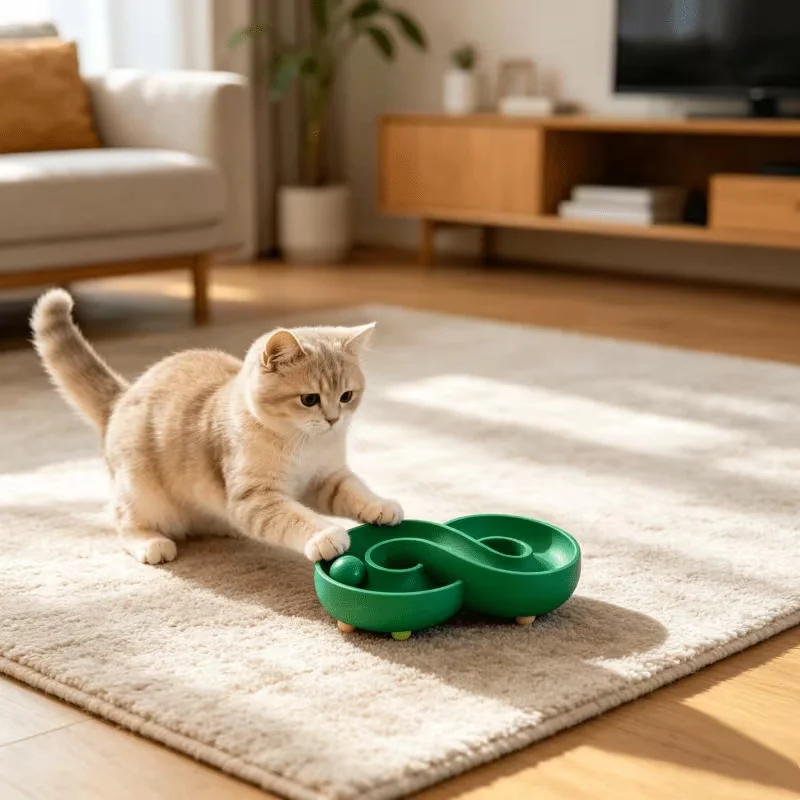 Katzen-Infinity-Loop-Kugelbahn: Buntes, energieaufwändiges Anti-Demontage-Katzenspielzeug für Zuhause – Detail 5