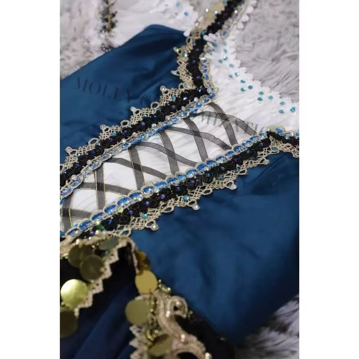 Hochwertiger, maßgeschneiderter neuer Esmeralda-Variations-Ballettrock aus langem Tüll für PDE-Wettbewerbe, für Erwachsene und Kinder. – Detail 4