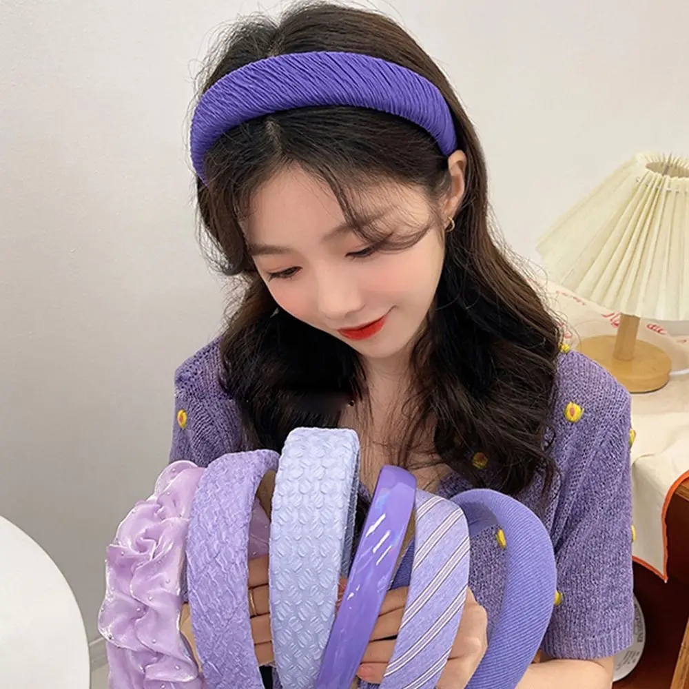 Make up Party Fashion Design Purple Colors Sponge Hairband Very Peri Hair Hoop Women Hair Accessories Korean Style Headband