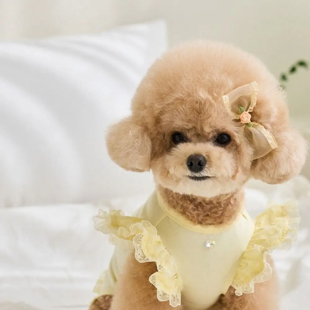 

Comfortable Lace Pet Summer Vest Flying Sleeve Breathable Dog Clothes Soft Pet Dress Small Animal
