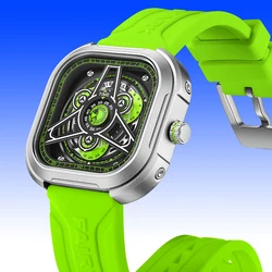 Green Square orologi di lusso di alta qualità da uomo Trend con movimento al quarzo abito in Silicone reloj hombre