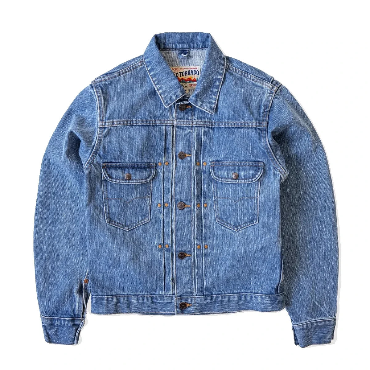 Jaqueta jeans red Tornado 11MJ com ourela lavada tipo curto 18 onças Jean Men Outerwear