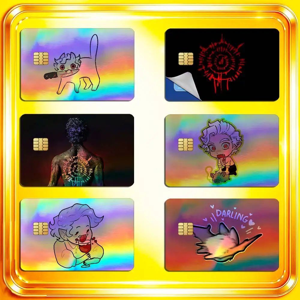For B-Baldurs Gate 3 Astarion Credit Bank Sticker ID Access Card Cover Skin Rainbow Color Laser Stickers Film