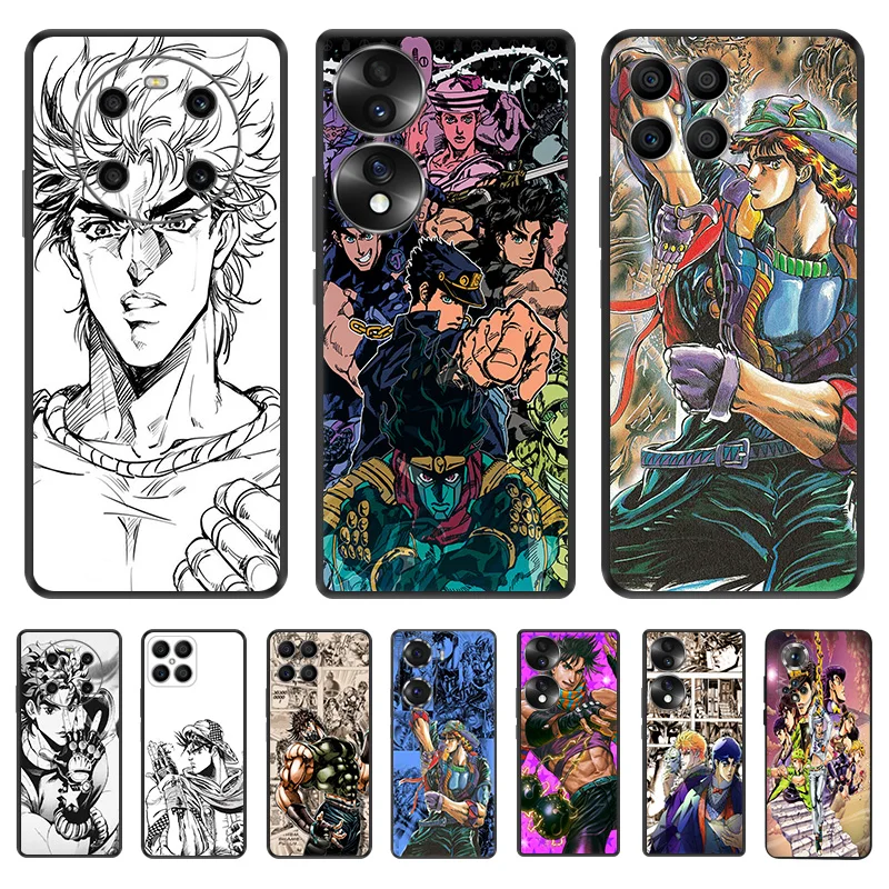 Black Soft Phone Case for Honor Magic5 Pro X7b X8b X9b X6 X7 X8 X9 A 90 70 JOJO's Jonathan Joestar Pixel 6 7 8 6a 7a 8a Cover