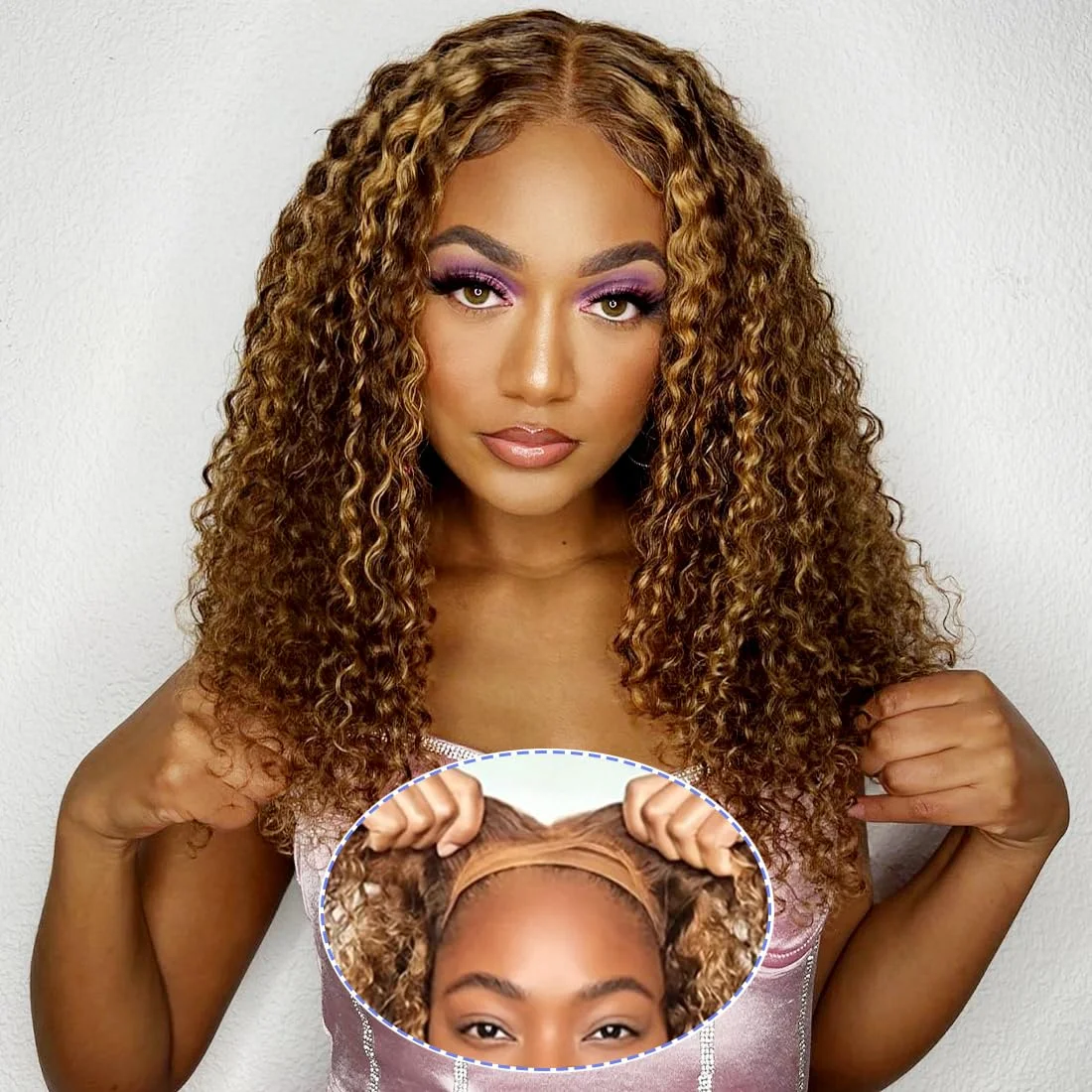 4/27 أومبير تسليط الضوء على الدانتيل شعر مستعار أمامي شعر الإنسان قبل قطعها 250% الكثافة العسل شقراء ارتداء والذهاب غلويليس شعر مستعار 5X5 شعر مستعار بدون صمغ #1