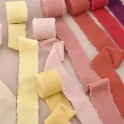 4CM*5M Hand-Torn Frayed Edge Cotton Linen Ribbon For Wedding Invitation Bouquets Wrapping Xmas Valentine'S Day Gifts Decorations