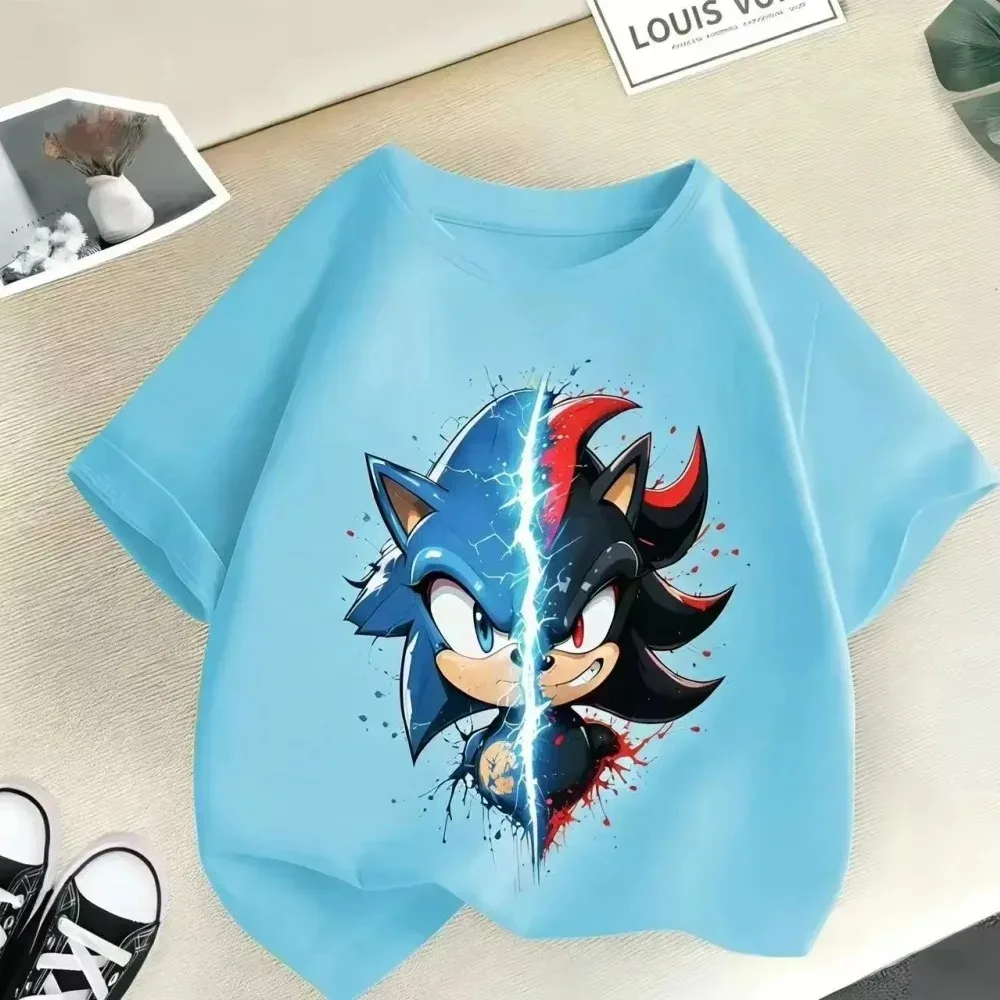 Sonic The Hedgehog Kids T-Shirt Anime Print Cotton Short Sleeve Boy Girl Summer Casual Top Gift