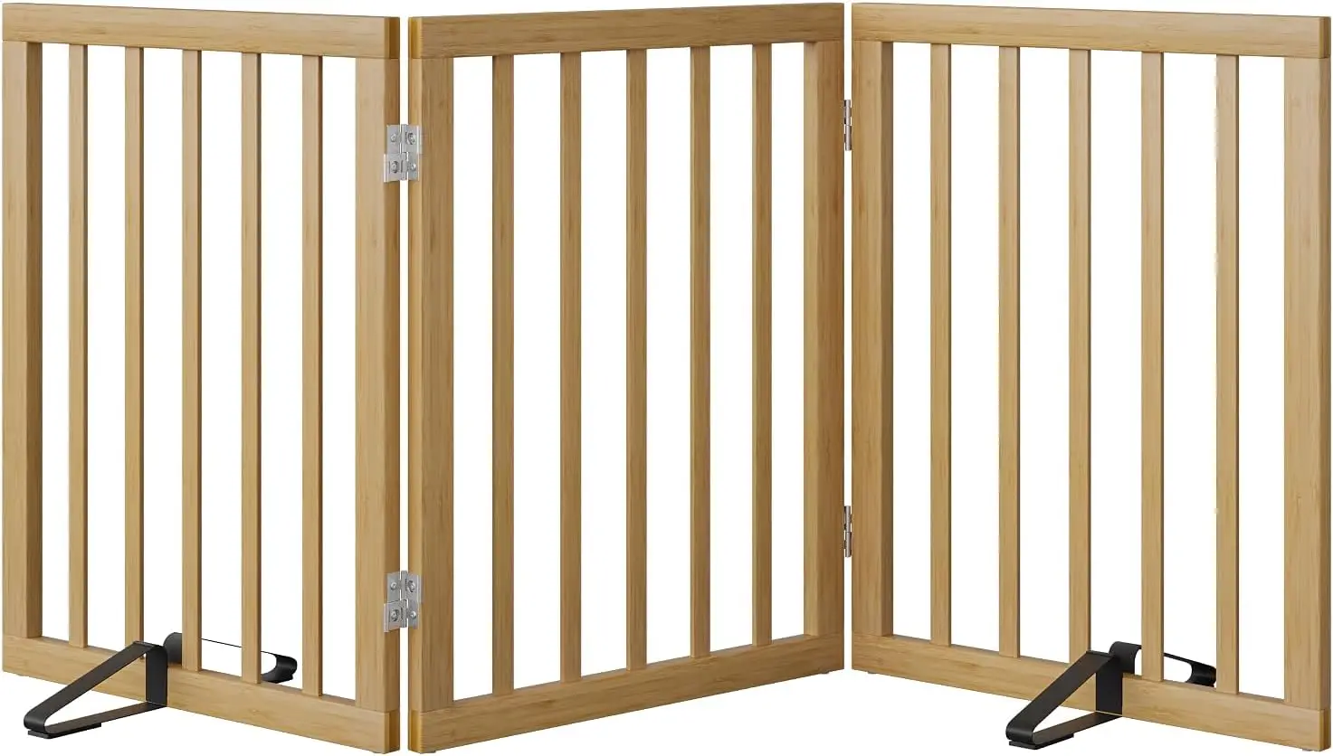 

Dog Gates for Doorways Stairs, Foldable Freestanding Pet Gate, Dog Fences Indoor, Bamboo Dog Gates (Natural, 18-55' Wide)