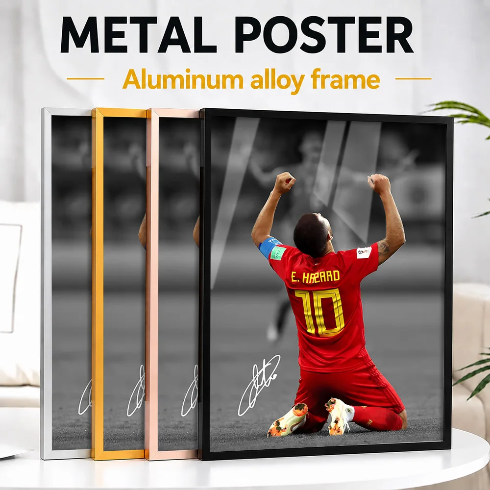 Eden Hazard Celebrating A Goal Metal Poster With Aluminum Alloy Frame Personalized Photo Bold Action Style Wall Art For Bedroom