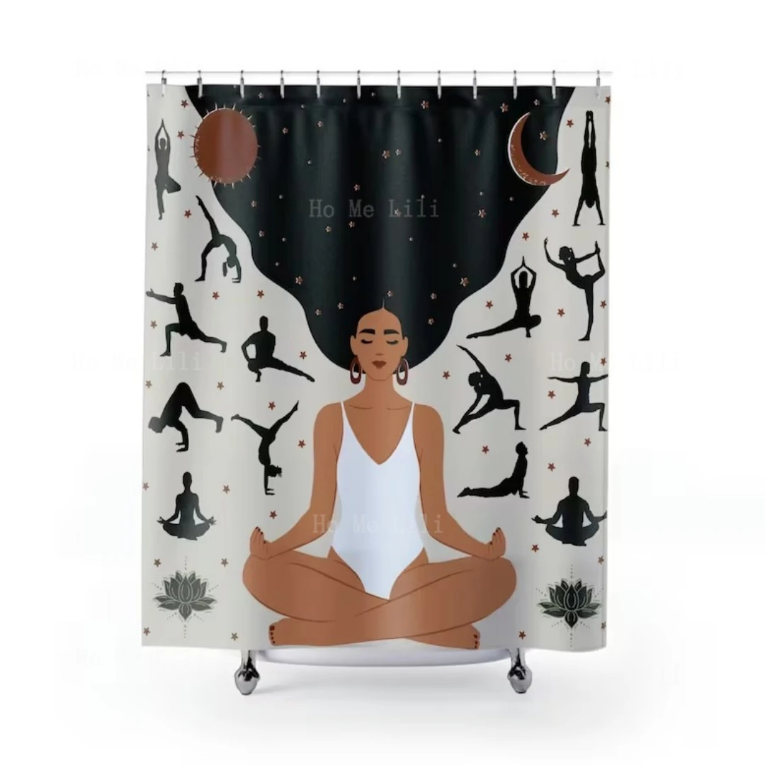 Meditation Women'S Yoga Pose Shower Curtain Under The Stars