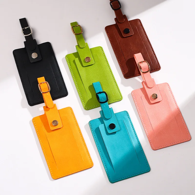 PU Leather Luggage Tag Suitcase Address Label Travel ID Clip Business Boarding Case Accessories