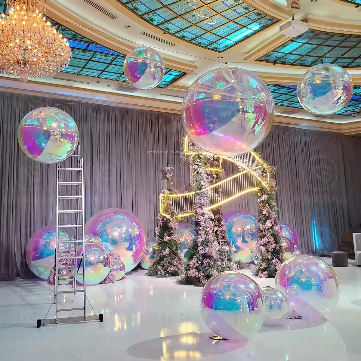 

Hanging inflatable mirror ball giant mirror balloon for party family wedding opening decoration gold silver color