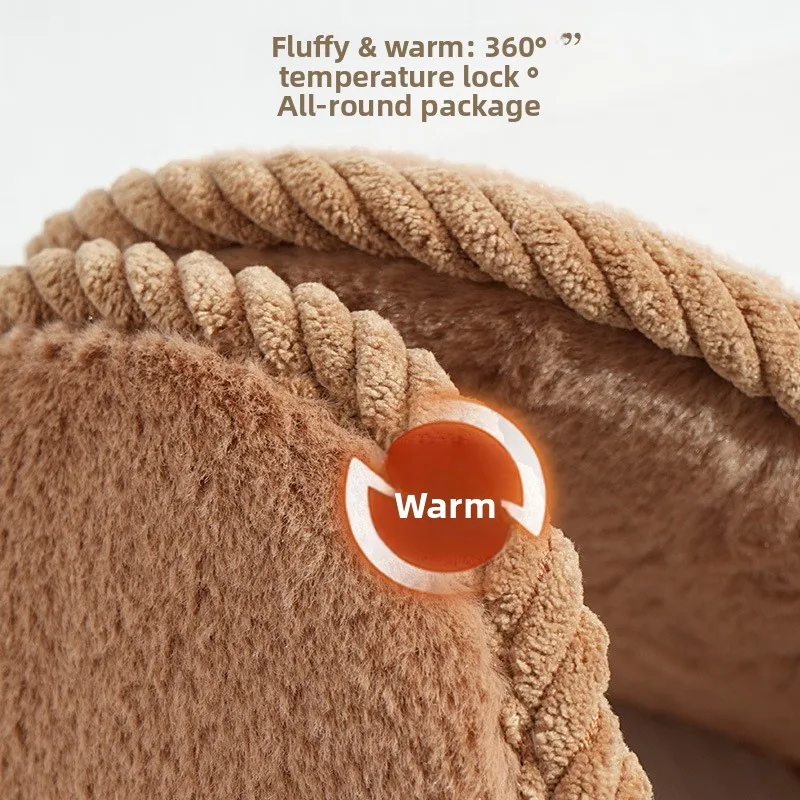 غطاء للأذنين من فراء الأرانب بتصميم جديد لفصل الشتاء - تصميم مائل، دافئ ومقاوم للبرد، سميك، كبير الحجم، قطيفة، للجنسين #3