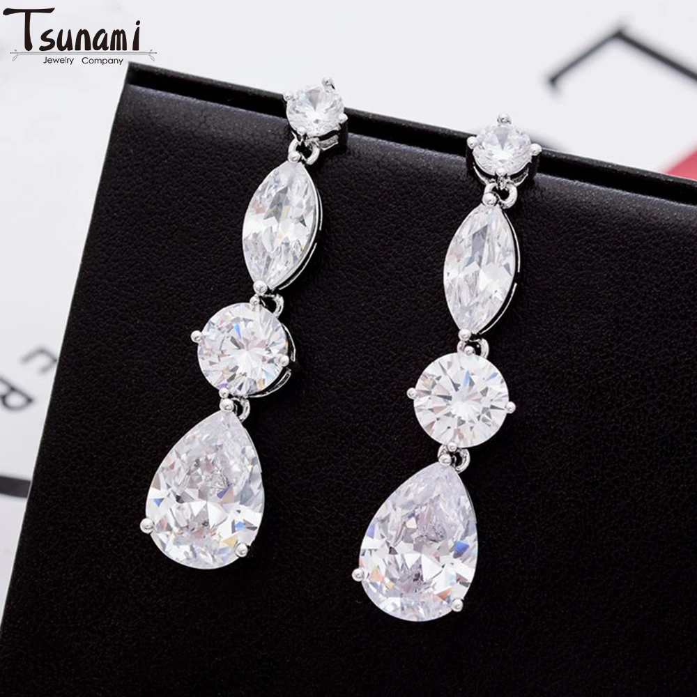 

New Fashion Luxury Zircon Wedding Jewelry Earrings For Women Fashion Trend Street Water Droplet Crystal Earring Party Gifts