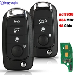 jingyuqin 3/4 Przyciski 434MHz 4A Chip PCF7938 Remote Key Dla samochodów FIAT TYP Toro 500X Z nowego pilota