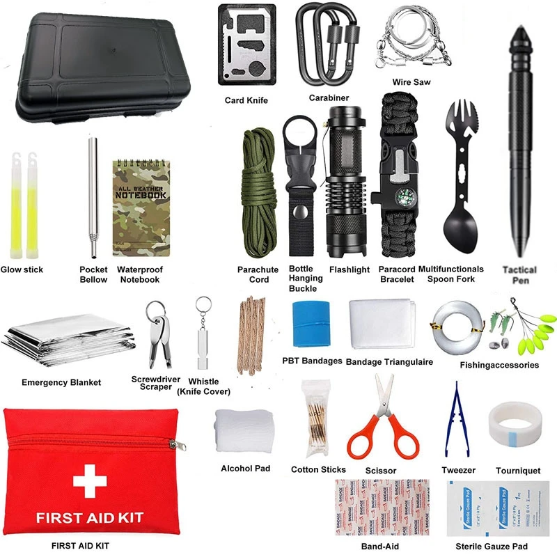 Survival Kit Military Outdoor Travel Mini Camping Gear First Aid Kit Professional Survival Gear Hunting Tool Emergency Supplies