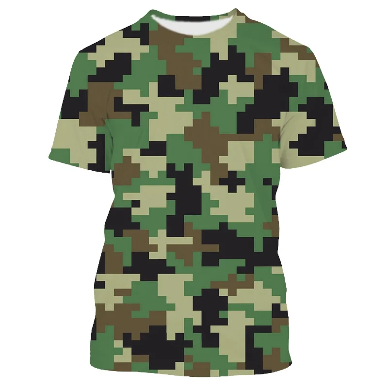 New 3D Desert Camouflage Printed T-shirt Mosaic Camouflage Graphic T Shirts For Men Cool Hunting Aesthetic Clothing Kid Tops