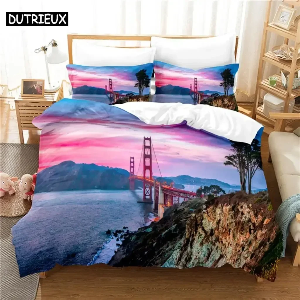

Seaside City Bedding Set For Bedroom Soft Modern Bedspreads Comefortable Kids Duvet Cover Quilt Cover And Pillowcase