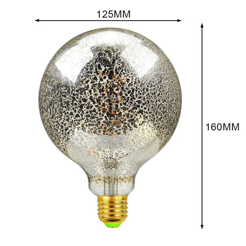 G125 Flashing Gold Silver LED Filament Lamp Antique Bar Retro Decoration Lamp 220V 4W E27