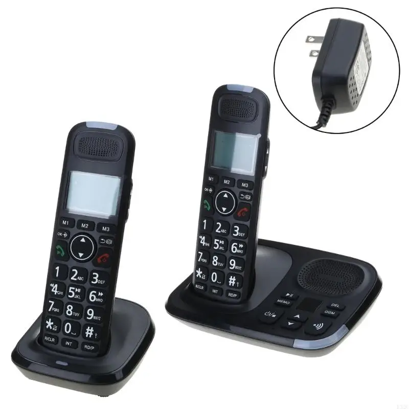 K32C D1015TAM-D Cordless Landline Phone Two Handles with Phone Storage and Easy to Operate Multiple Function Low Radiation