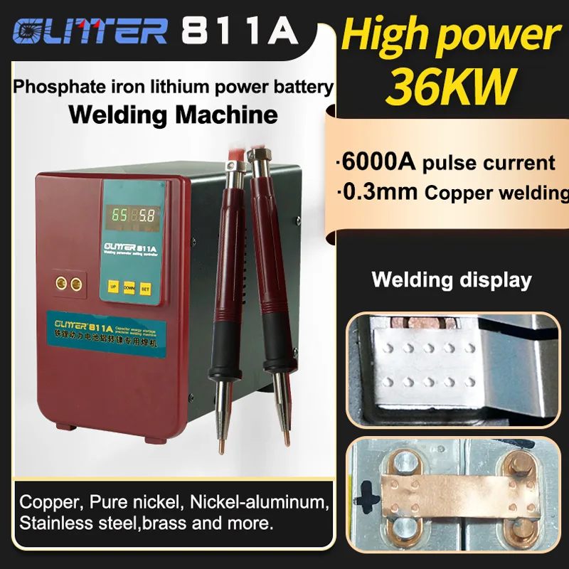 GLITTER 36KW 811A Spot Welding Machine 110/220V Energy Storage Copper Aluminum Iron Lithium Power Battery Pack Spot Welders nick