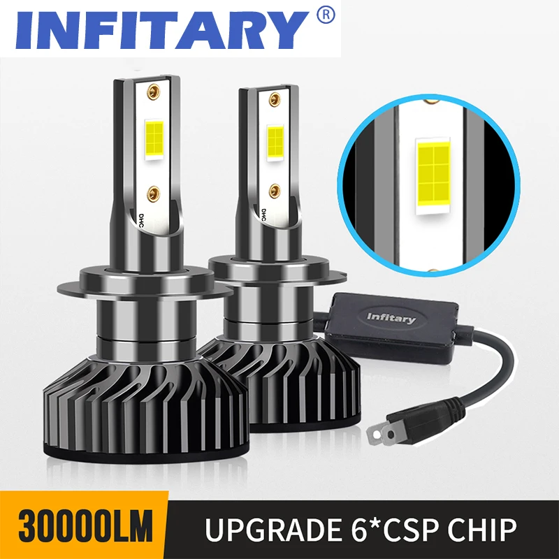 

INFITARY LED H4 H7 Car Headlight Globes Kit Canbus H1 H11 HB3 HB4 9005 9006 Fog Lamp 30000LM 130W 6500K White LED Hi/low Beam
