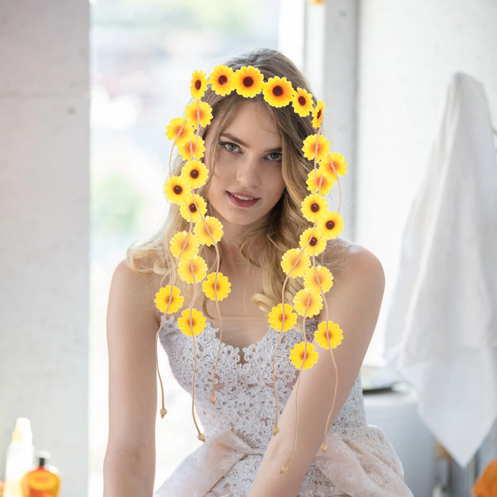 

2Pcs Sunflower Colorful for Women Lightweight Comfortable Wedding Party Accessories Vacation Fairy Crowns For