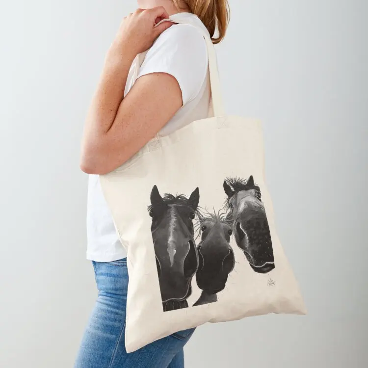 

HaPPY HoRSe PRiNT ' RoDNeY, PiNeaPPLe & BuRT B&W ' BY SHiRLeY MacARTHuR Tote Bag Shopping bags tote bags cloth bags Cloth bag
