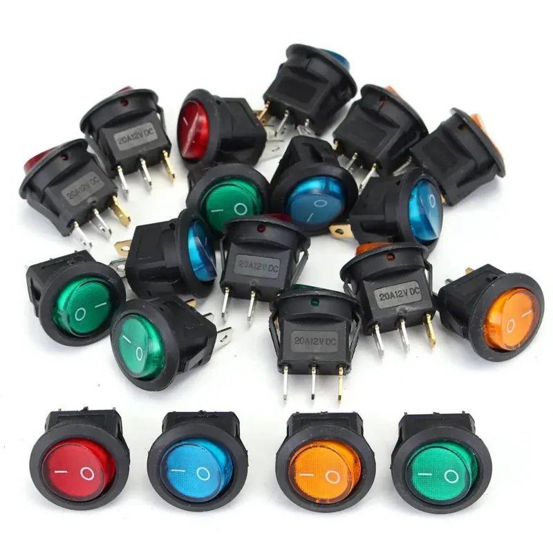 40pcs Led Dot Light 12V Motorcycle Car Boat Auto Round On/Off Rocker Switch Toggle 3 Pins Round Button SPST