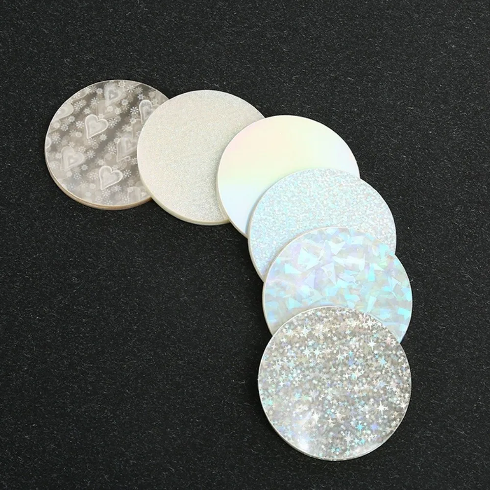 100Pcs Round Laser Film Badge Covers PVC Star Pattern Transparent Badge Film DIY Making Multiple Styles