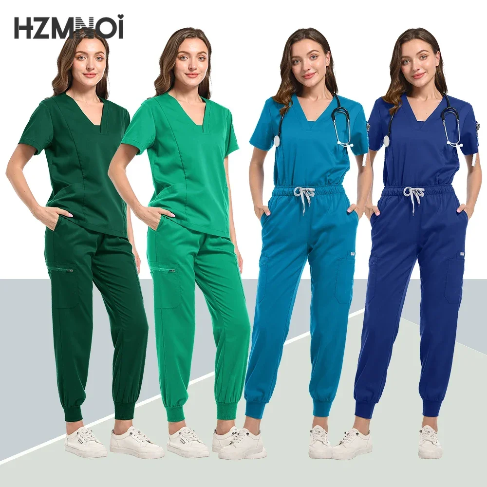 Uniformi chirurgiche Set Scrub donna infermiera medica salone di bellezza abbigliamento da lavoro Scrub clinici Top + pantalone Spa medico tuta tunica infermieristica