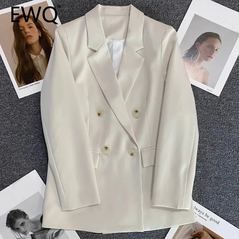

EWQ Versatile Solid Blazer Women Office Lady Notched Long Sleeve Loose Fit Double Breasted Tops Clothing 2024 Summer New 27X480