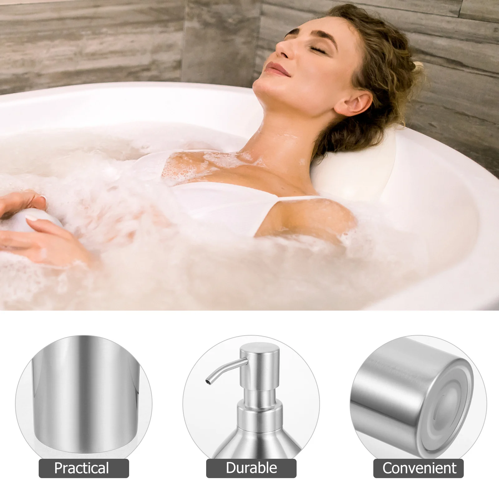 

Soap Dispenser with Pump Stainless Steel Manual Dispenser Bottle for Liquid Soap Shampoo Lotion Bathroom Kitchen Home Use