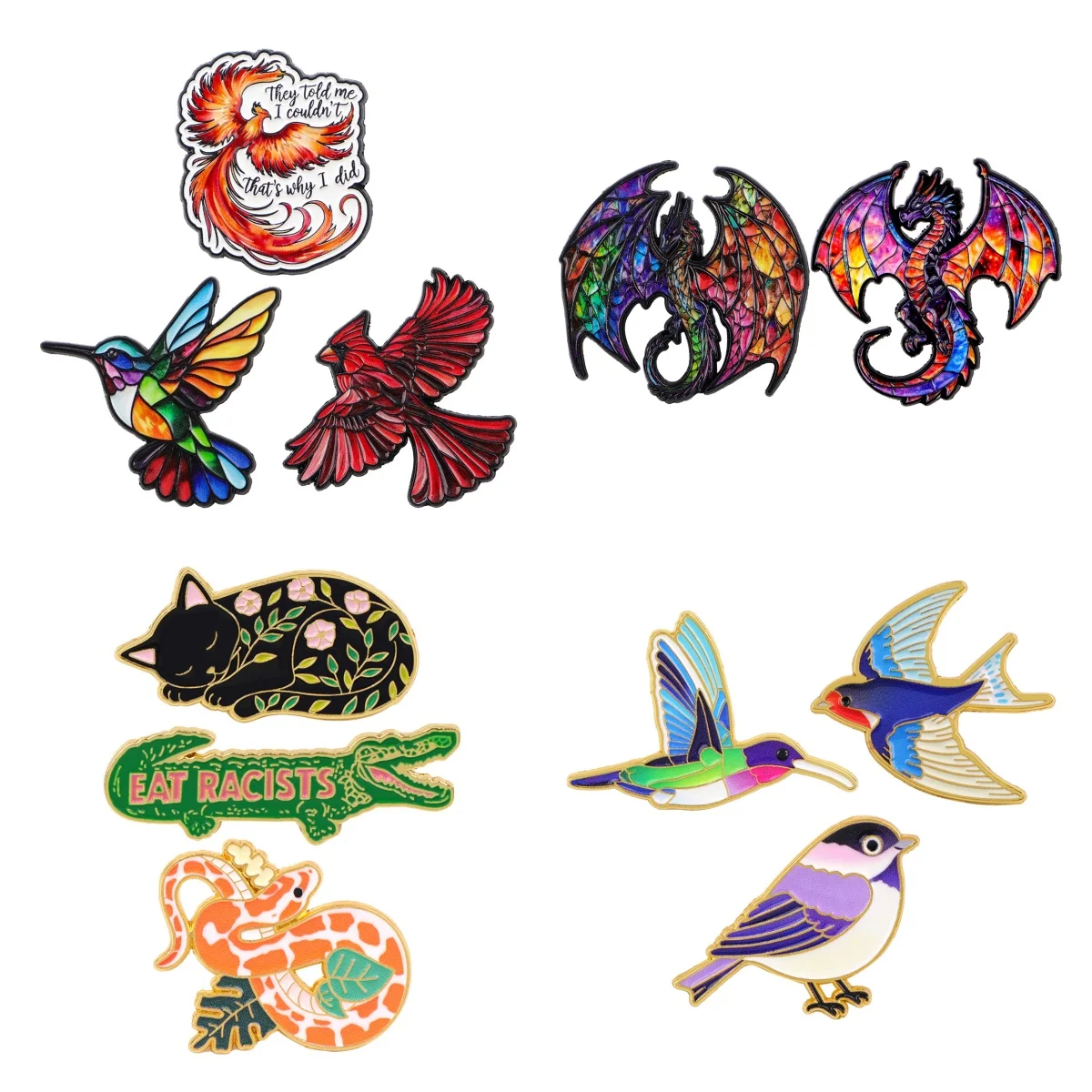 مزيج 2/3 قطعة/المجموعة الحيوانات الملونة المينا دبابيس المعادن Brids بروش ظهره قبعة حقيبة طوق التلبيب شارات الرجال النساء مجوهرات الأزياء