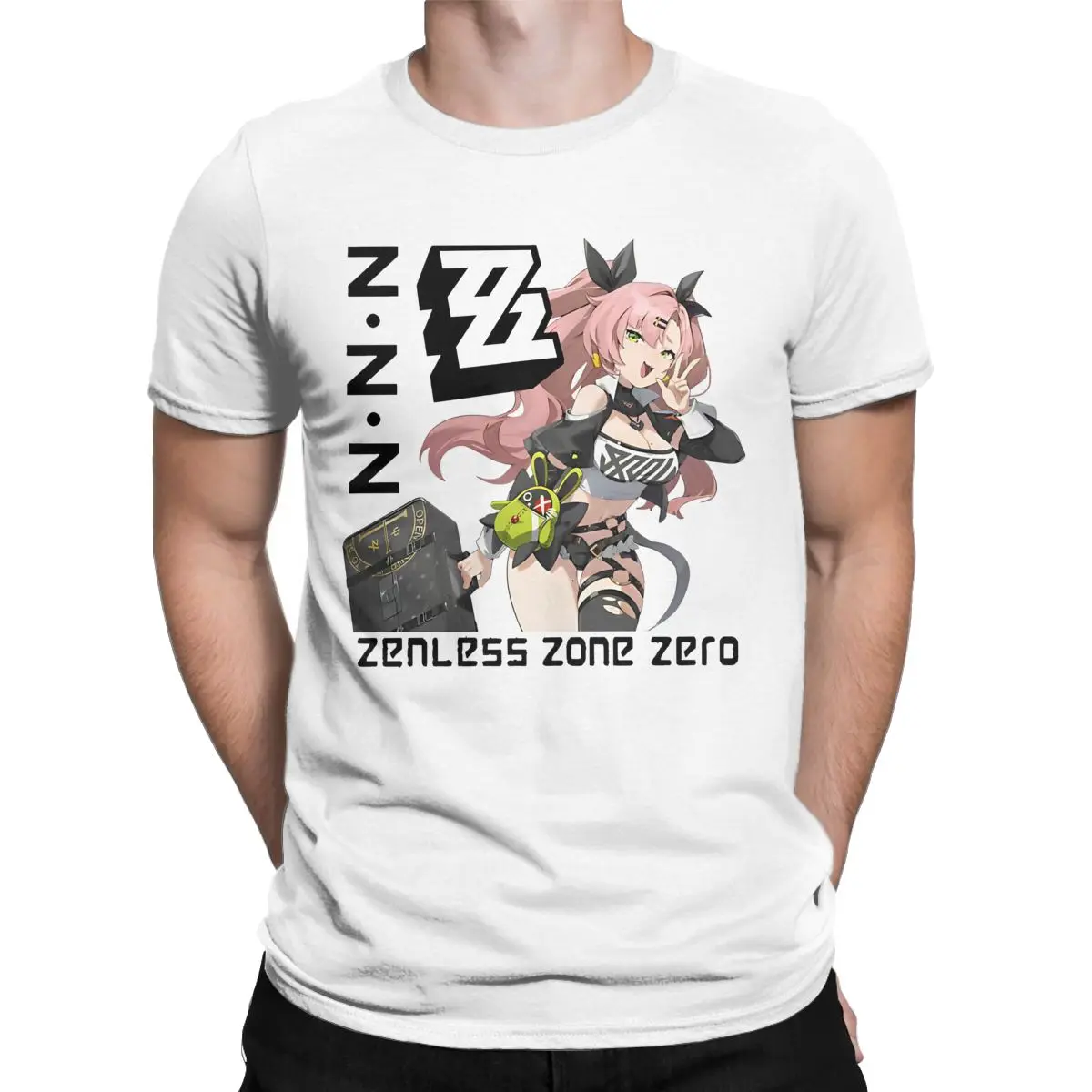 Funny Zenless Zone Zero Nicole Demara T-Shirts Men Round Neck Cotton T Shirt ARPG Game Role-Playing Short Sleeve Tees Gift merch